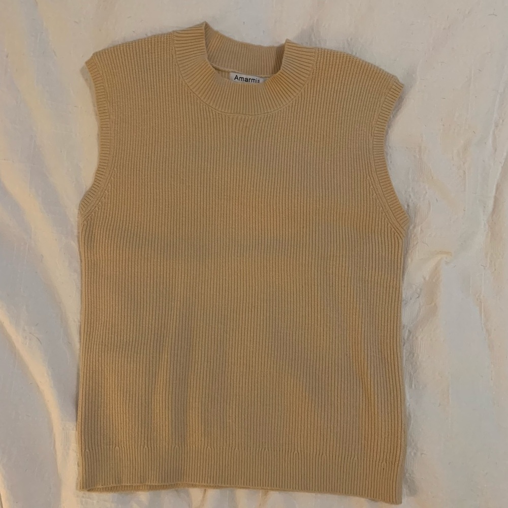 Tan Sleeveless Women's Turtleneck Sweater